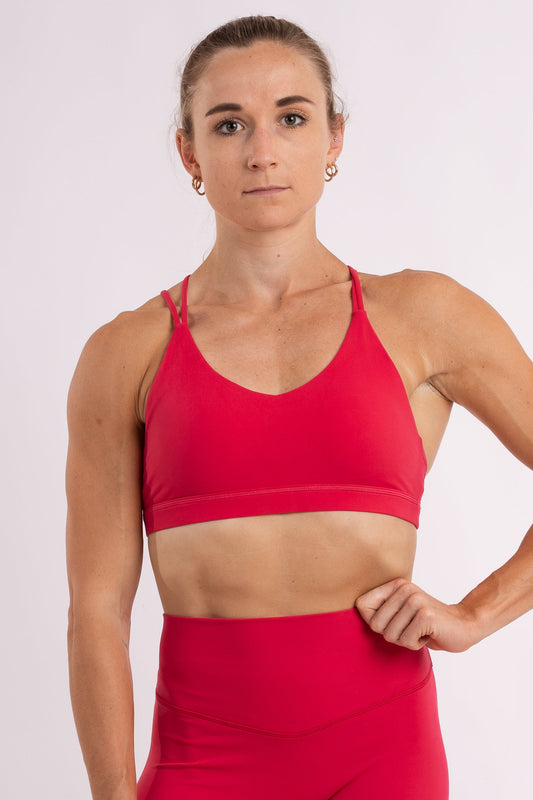 Strappy Sports Bra - Berry Red
