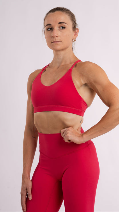 Strappy Sports Bra - Berry Red